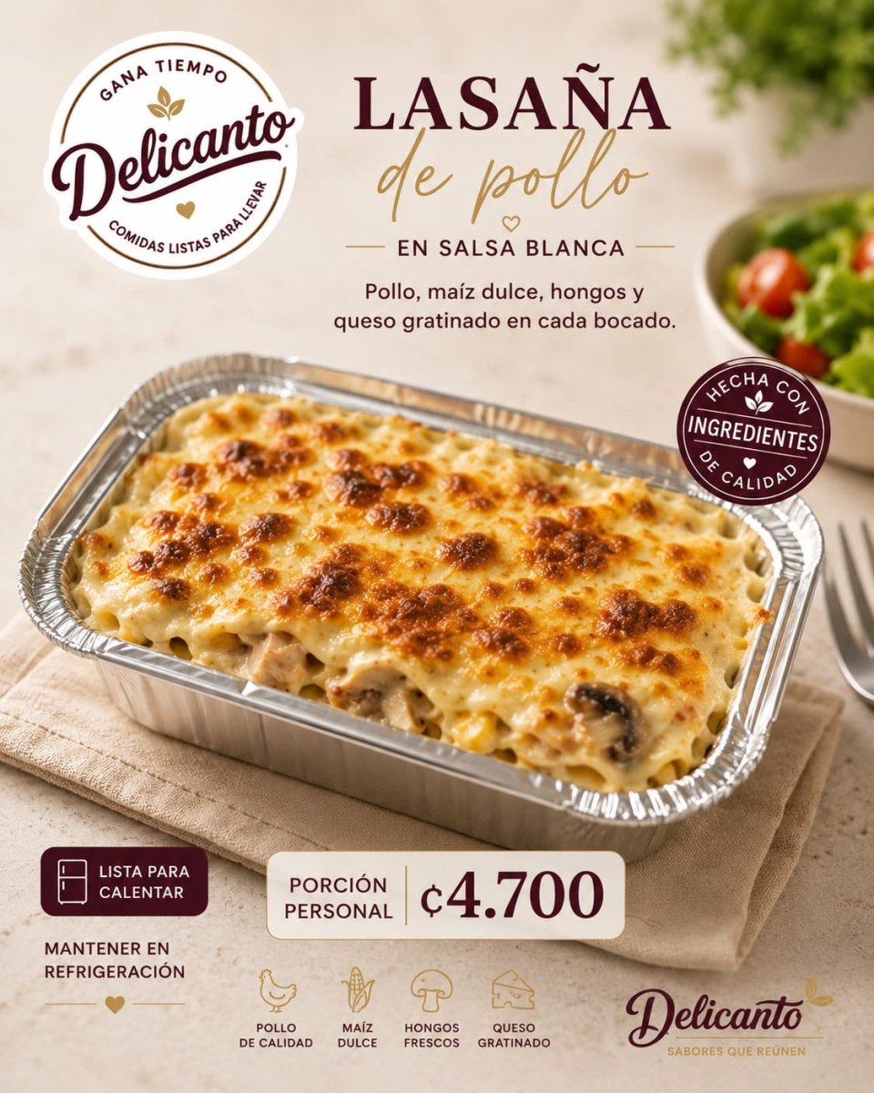 Lasaña de Pollo en Salsa Blanca Personal